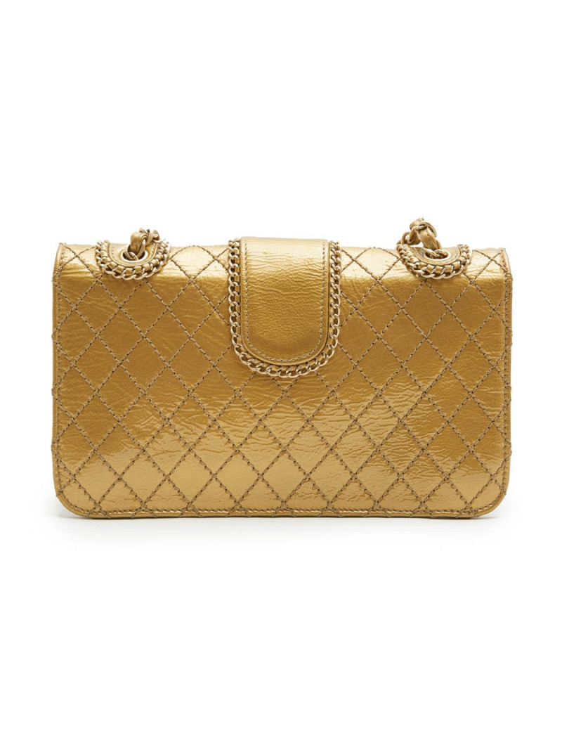 CHANEL bag in aged gold color patent leather