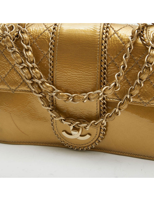 CHANEL bag in aged gold color patent leather