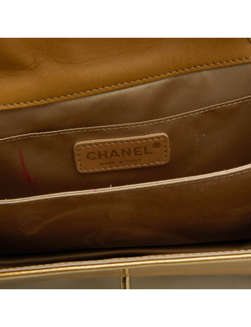 CHANEL bag in aged gold color patent leather