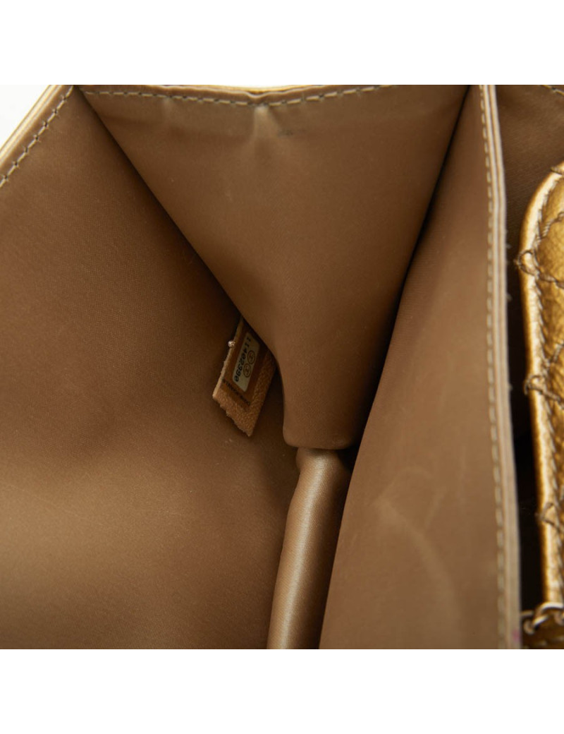 Sac CHANEL cuir verni vieilli doré 