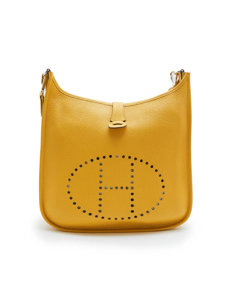 Sac Evelyne HERMES cuir grainé jaune