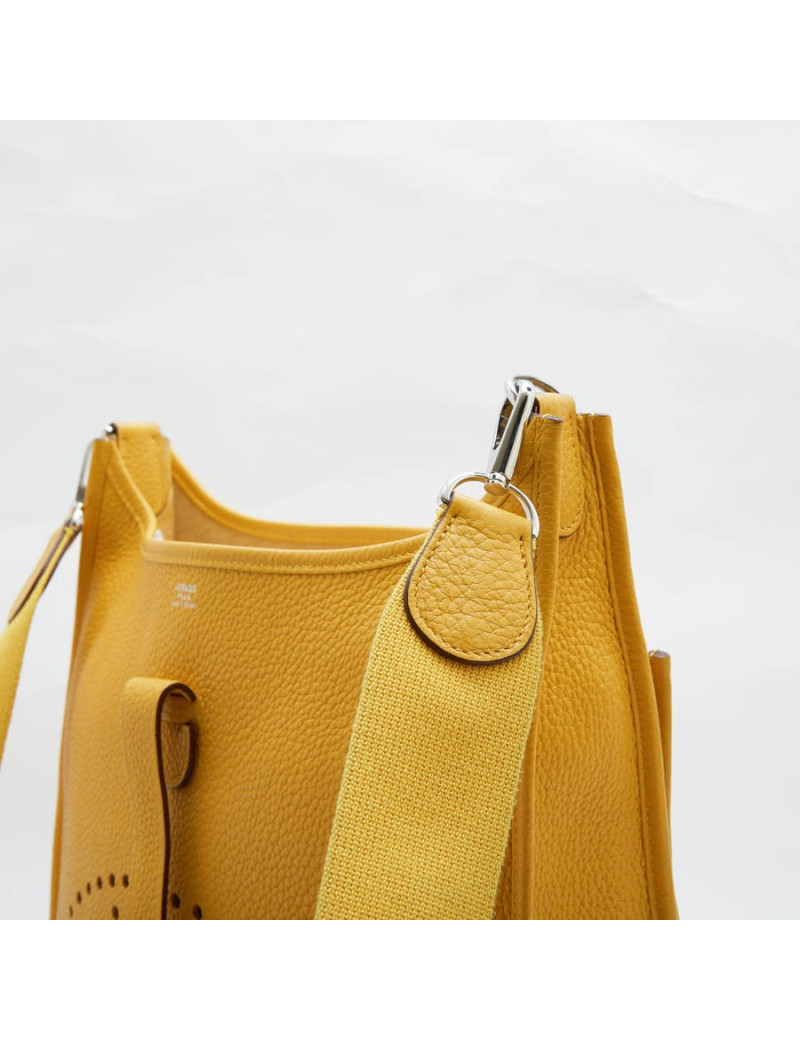 Sac Evelyne HERMES cuir grainé jaune