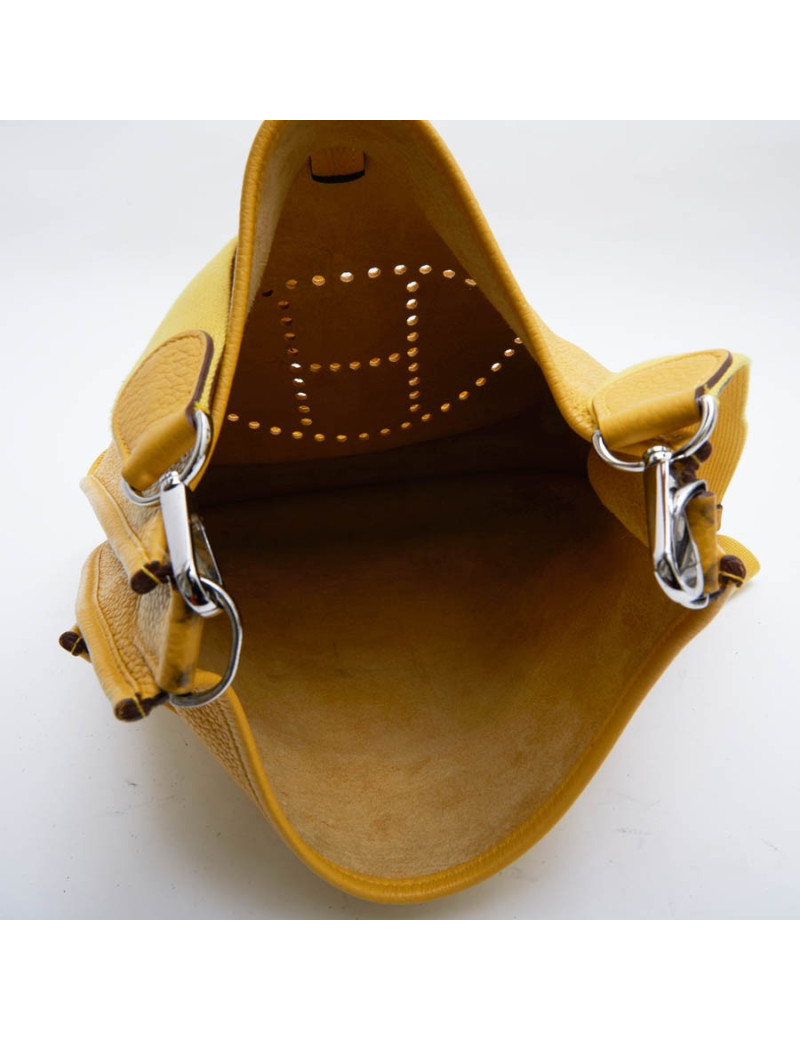 Sac Evelyne HERMES cuir grainé jaune
