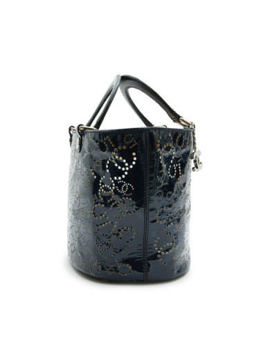 Sac CHANEL cuir verni bleu marine 2