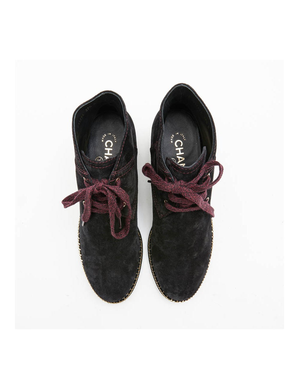 Boots CHANEL T37,5 veau velours noir