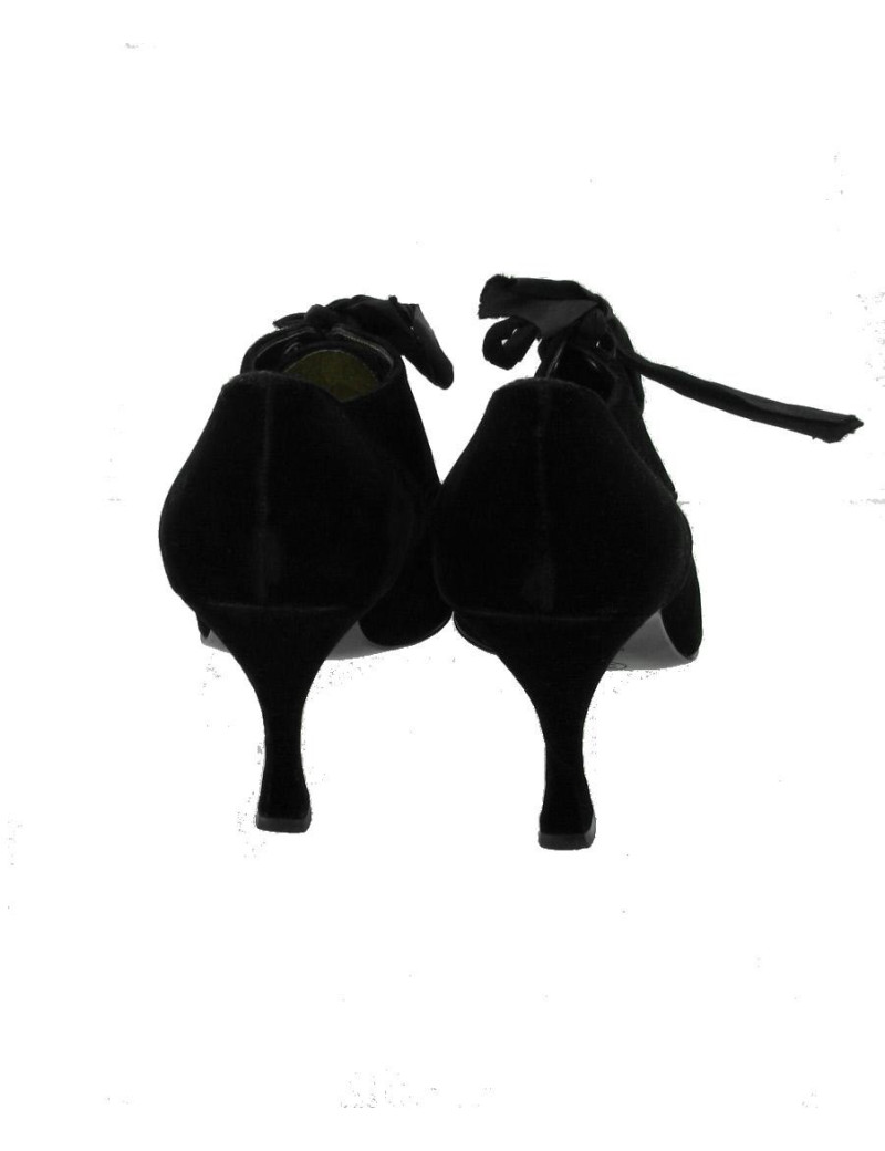 Escarpins T37.5  CHANEL couture en velours noir