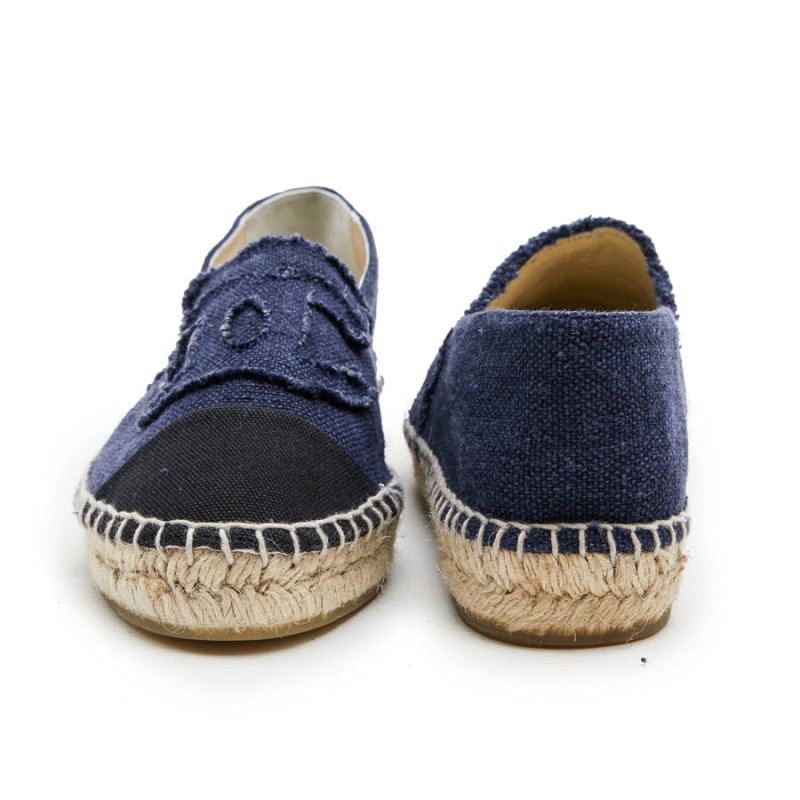 CHANEL espadrilles 40FR in two-tone blue and black denim - VALOIS
