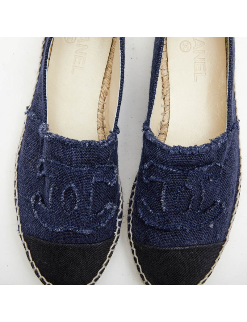 Espadrilles CHANEL bicolore bleu et noir
