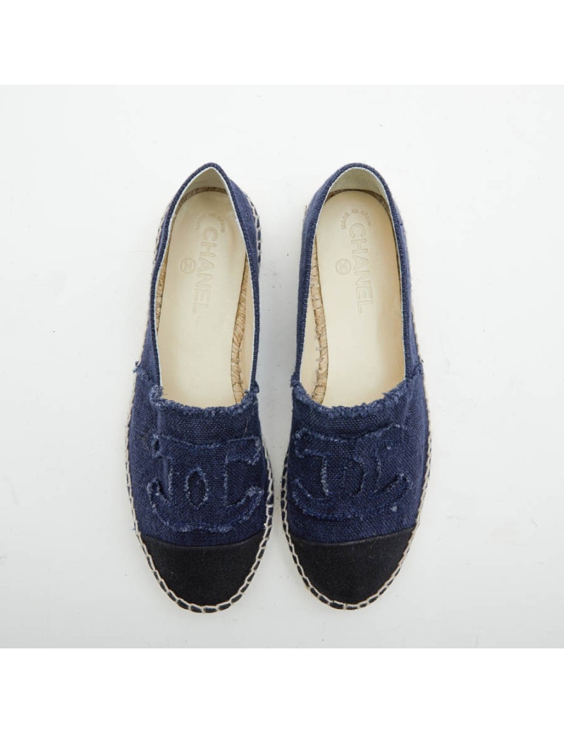 Espadrilles CHANEL bicolore bleu et noir