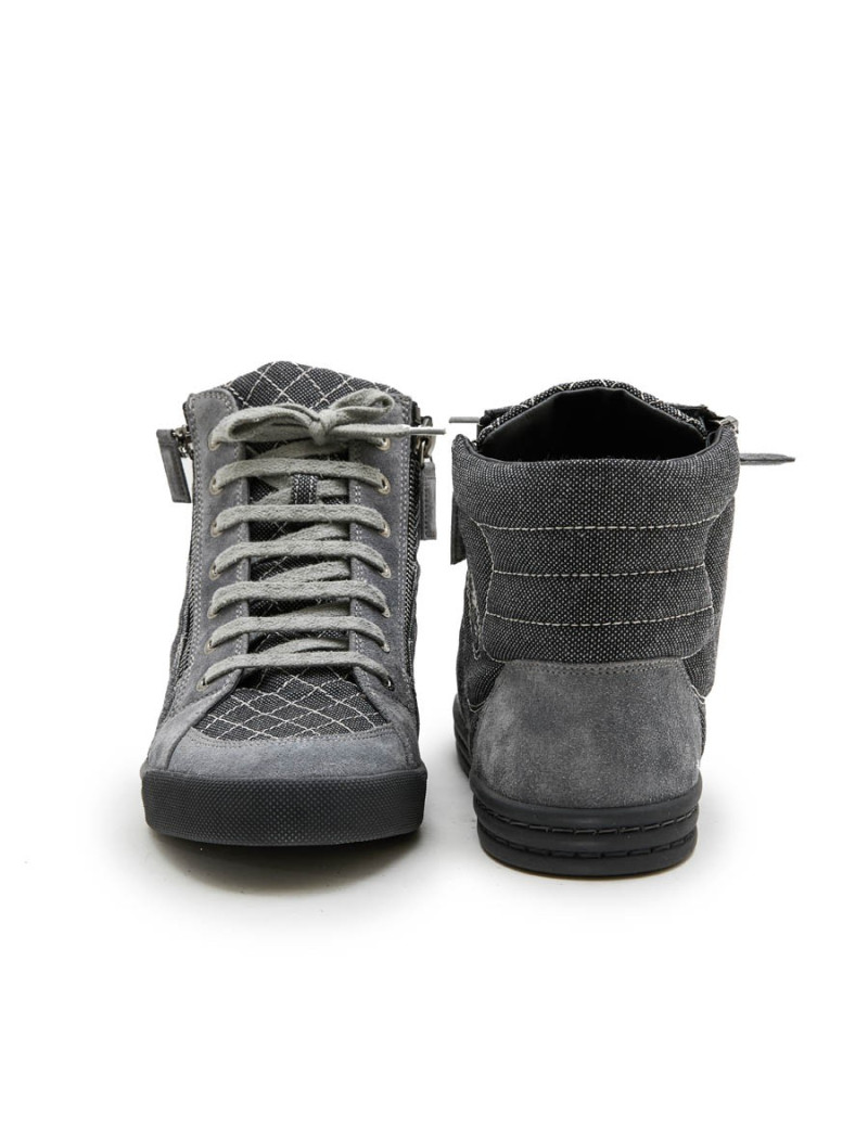 Boots Chanel T39,5 denim et veau velours gris