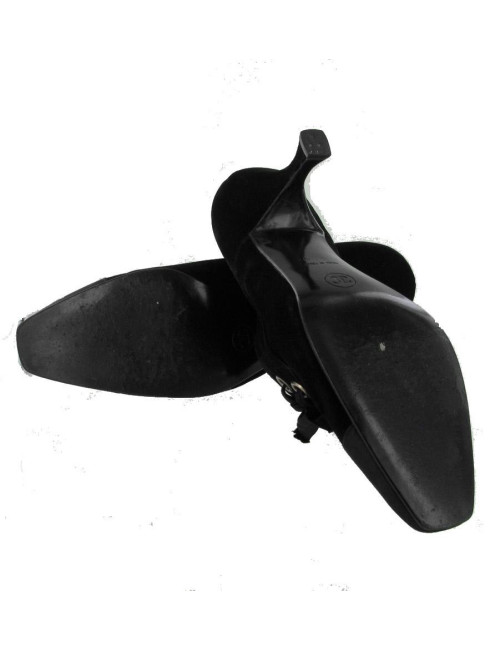 Escarpins T37.5  CHANEL couture en velours noir