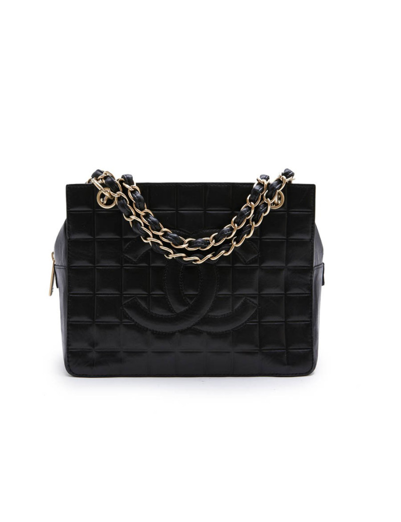 Sac cabas CHANEL cuir matelassé noir