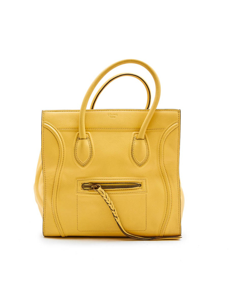 Sac Luggage CELINE cuir grainé jaune