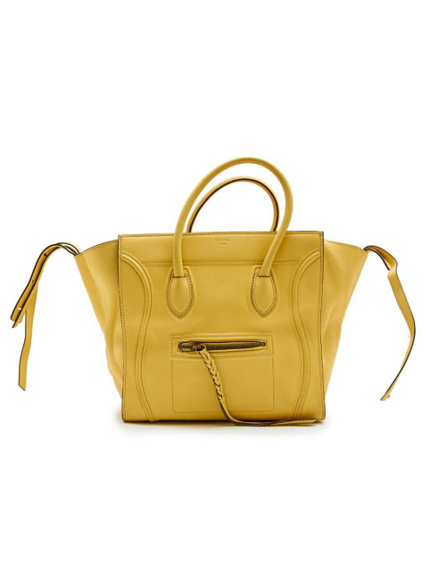 Sac Luggage CELINE cuir grainé jaune