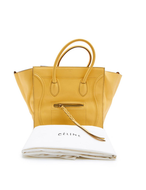 Sac Luggage CELINE cuir grainé jaune