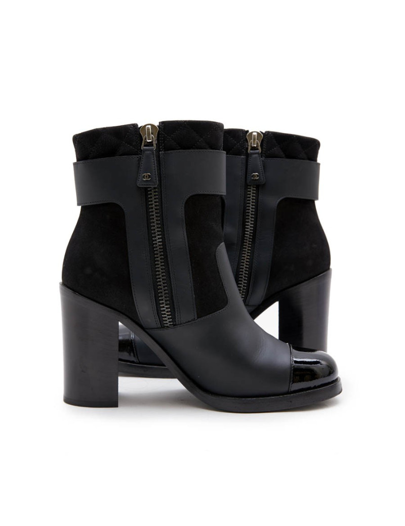 CHANEL ankle boots in black leather T38,5 