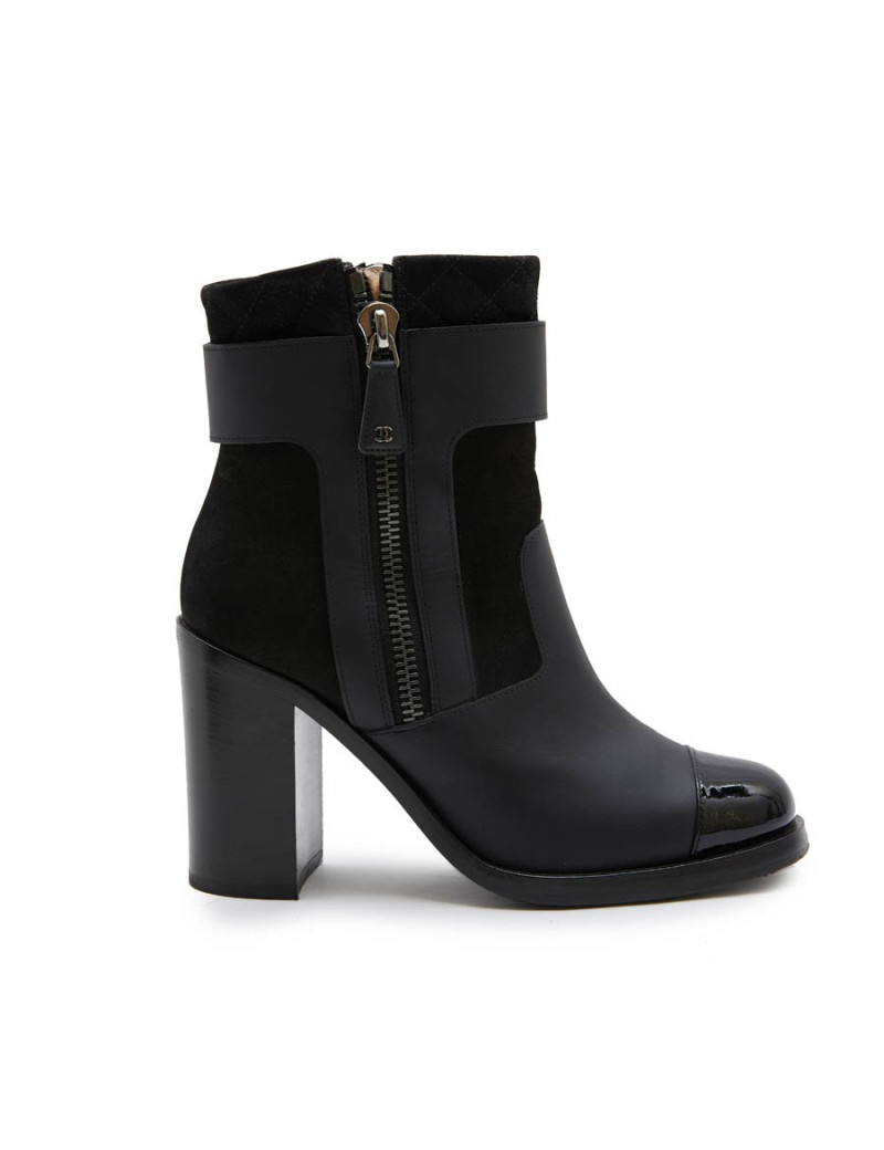 Bottines CHANEL T38,5 cuir noir