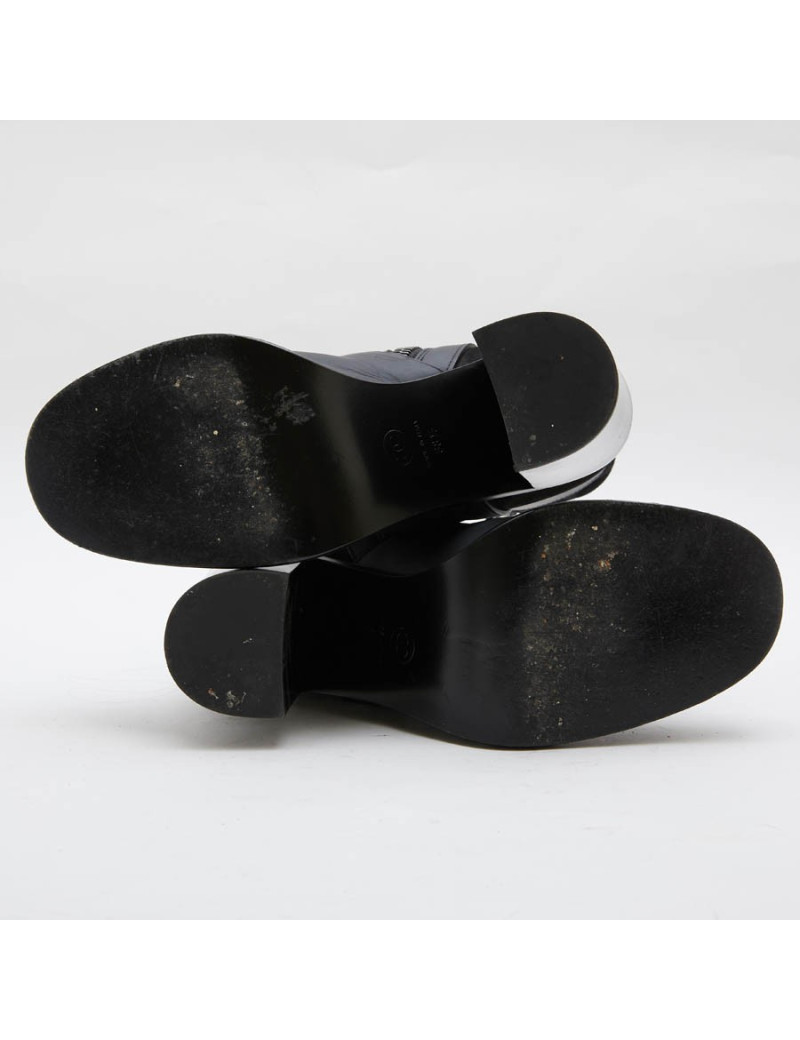 Bottines CHANEL T38,5 cuir noir