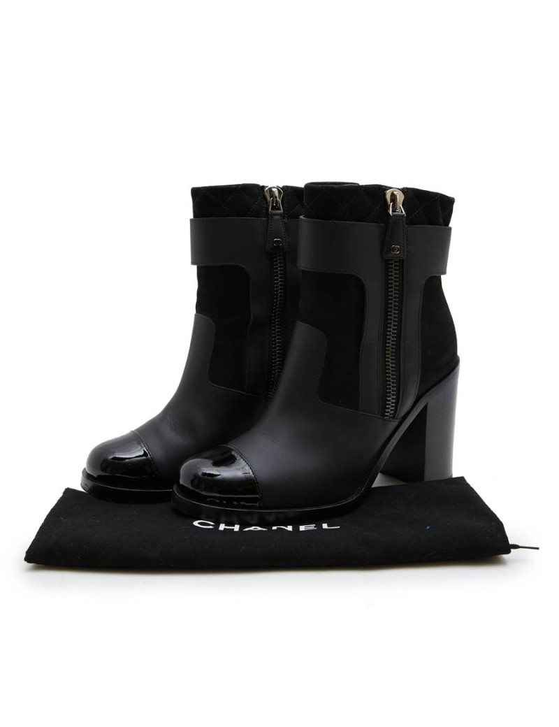 Bottines CHANEL T38,5 cuir noir