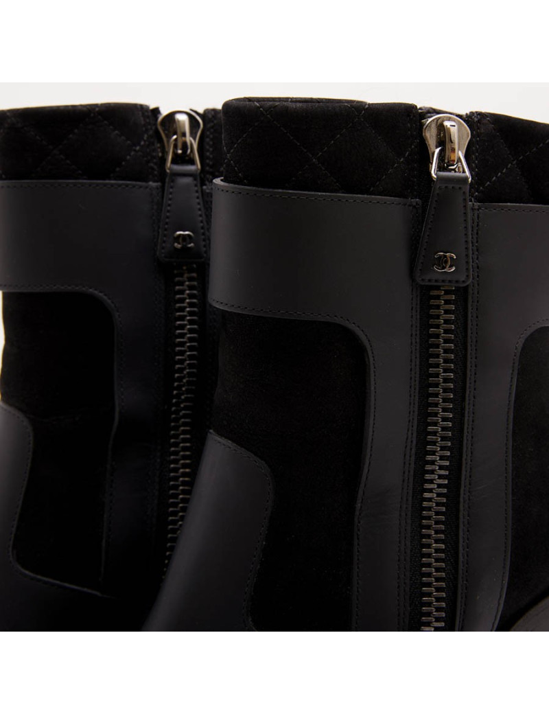 CHANEL ankle boots in black leather T38,5 