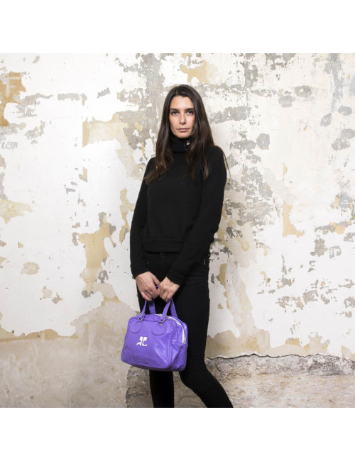 Sac COURREGE cuir veilli verni violet