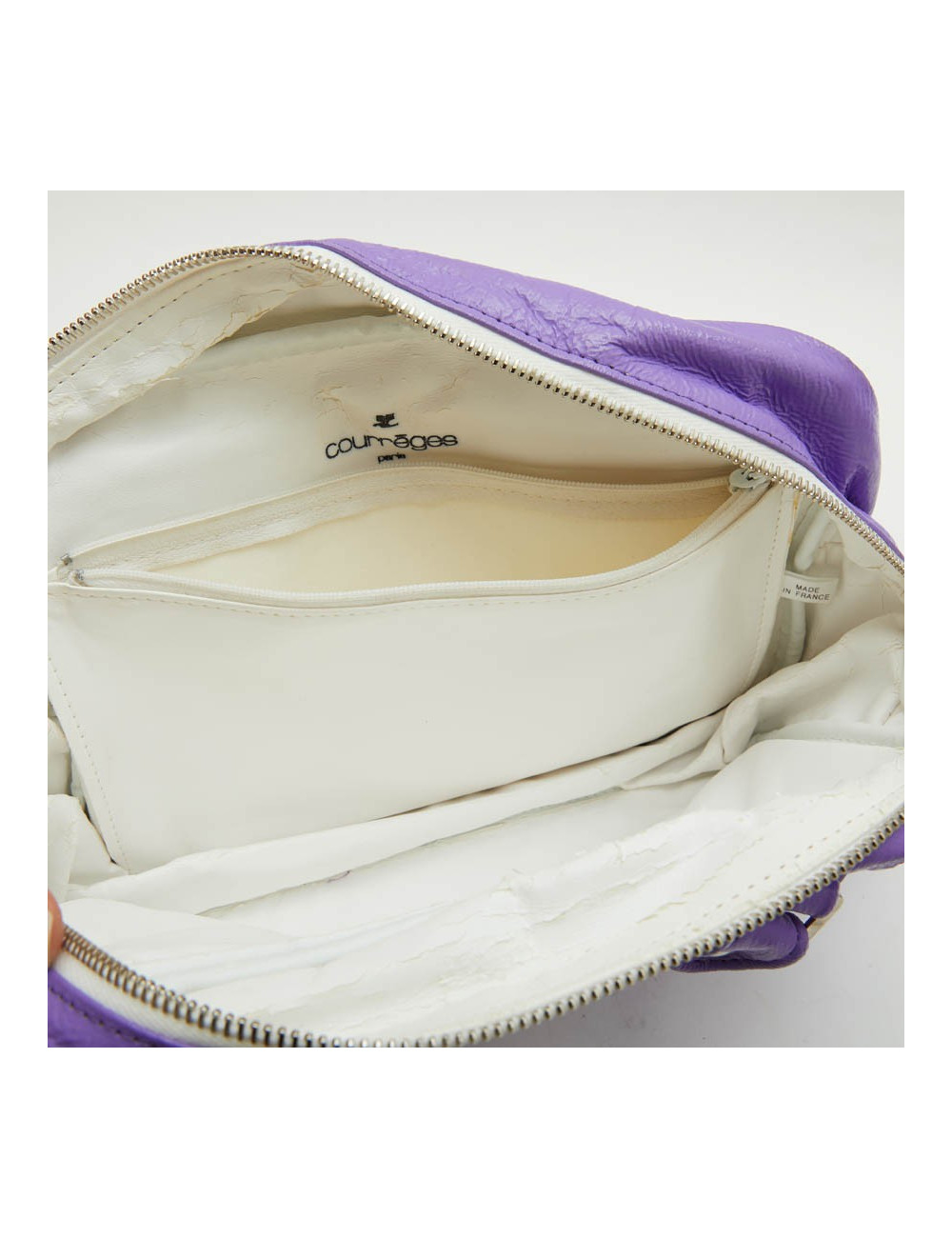 Sac COURREGE cuir veilli verni violet