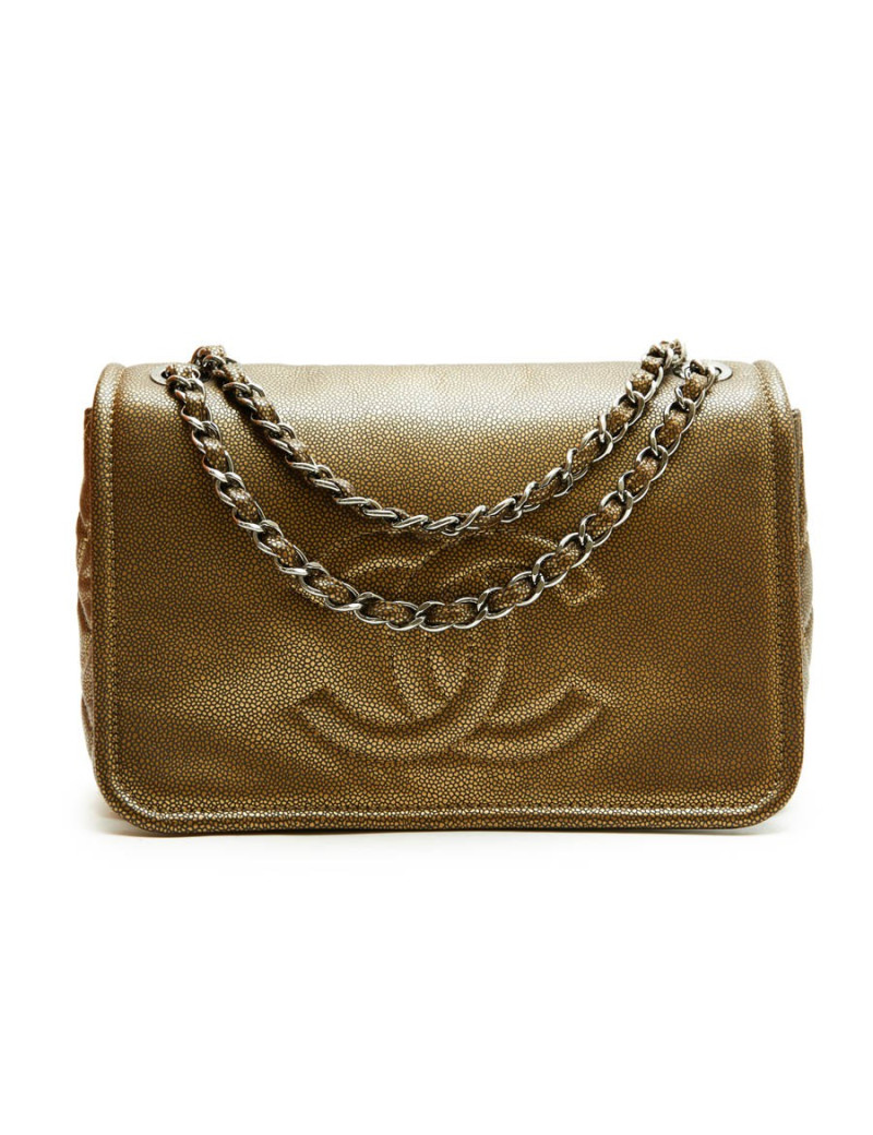 Sac CHANEL cuir effet lézard cuivré