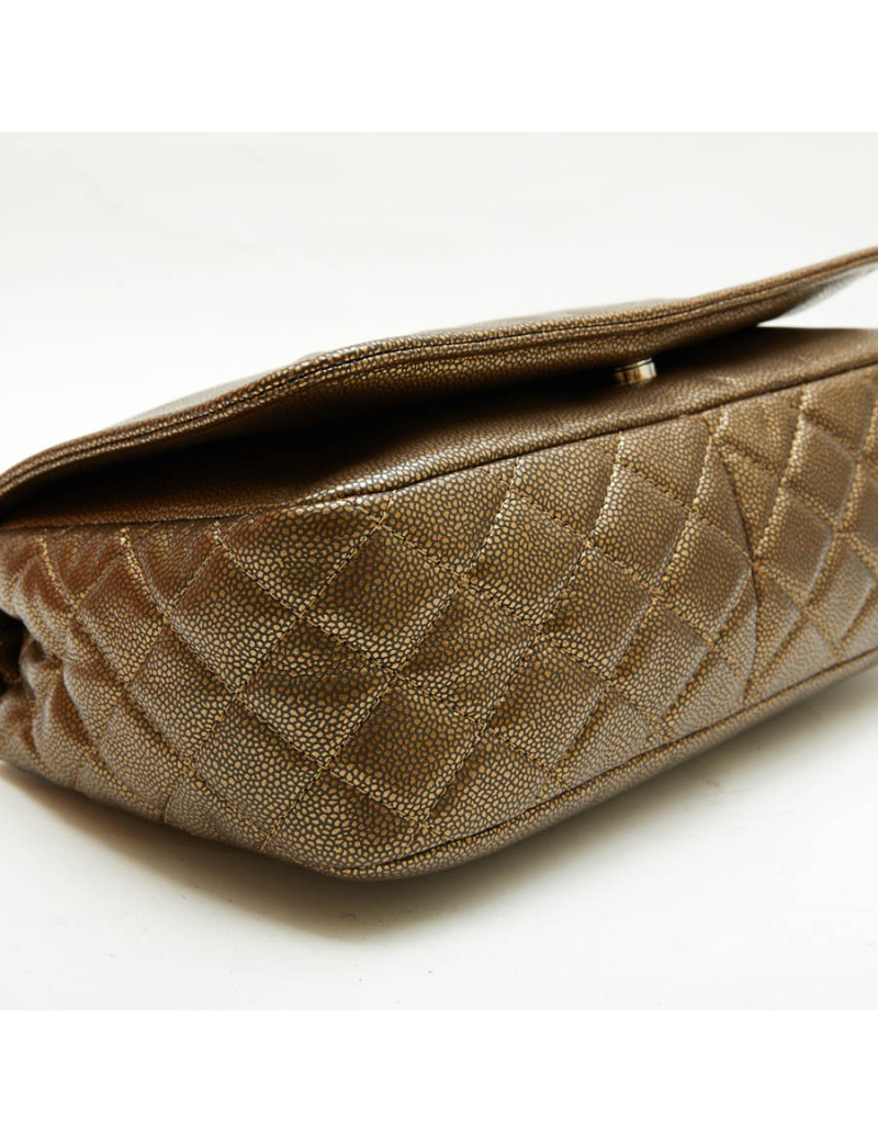 CHANEL flap bag in coppered golden leather