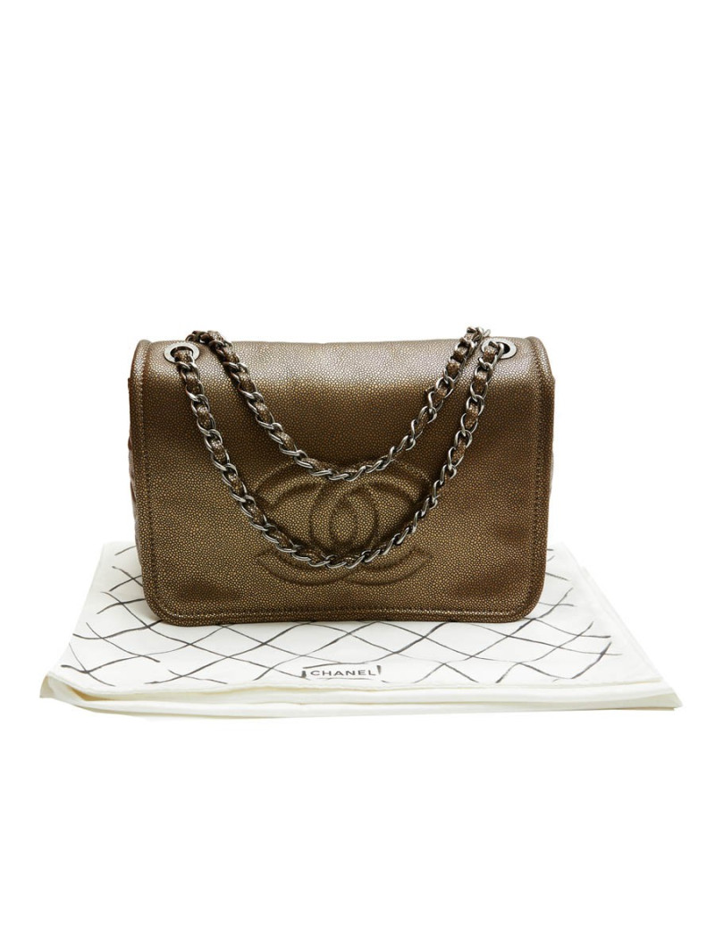Sac CHANEL cuir effet lézard cuivré