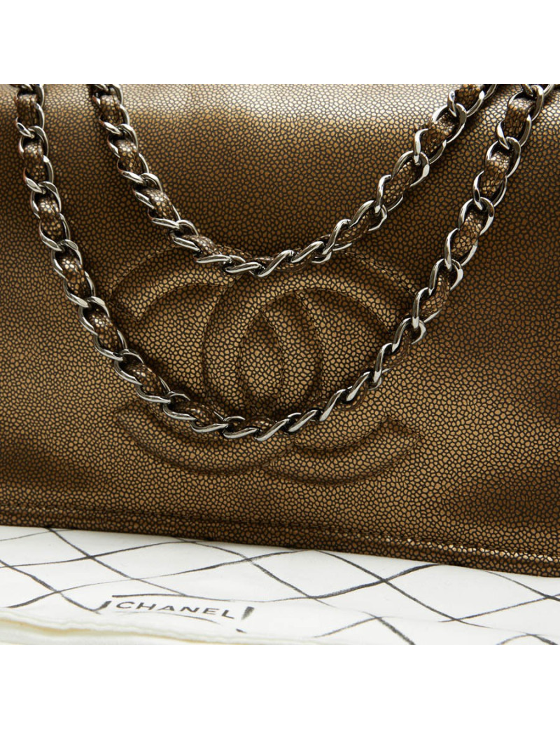 Sac CHANEL cuir effet lézard cuivré