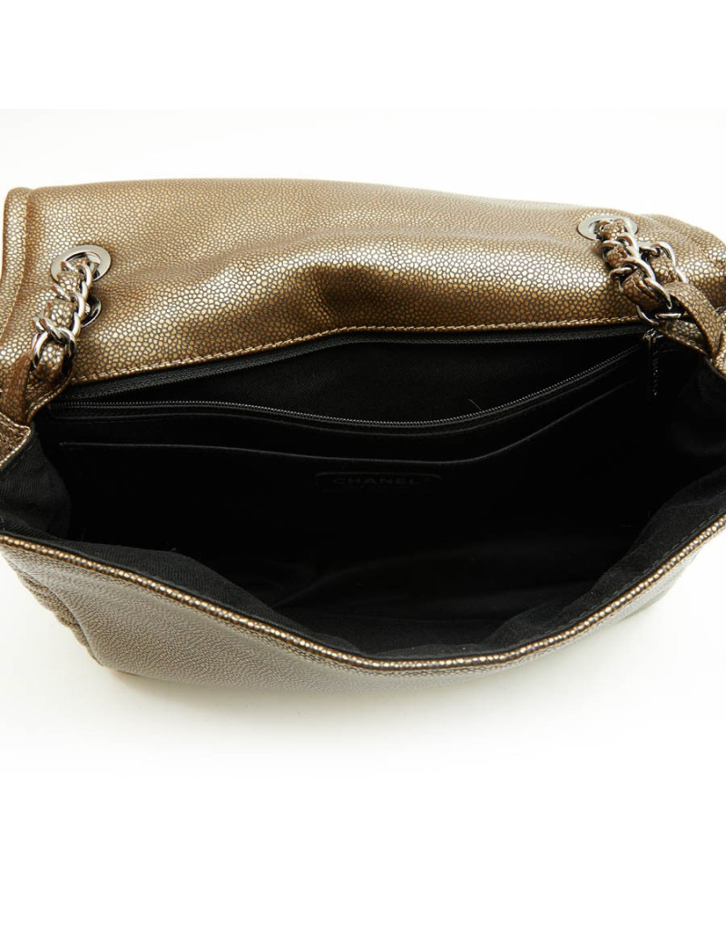 CHANEL flap bag in coppered golden leather