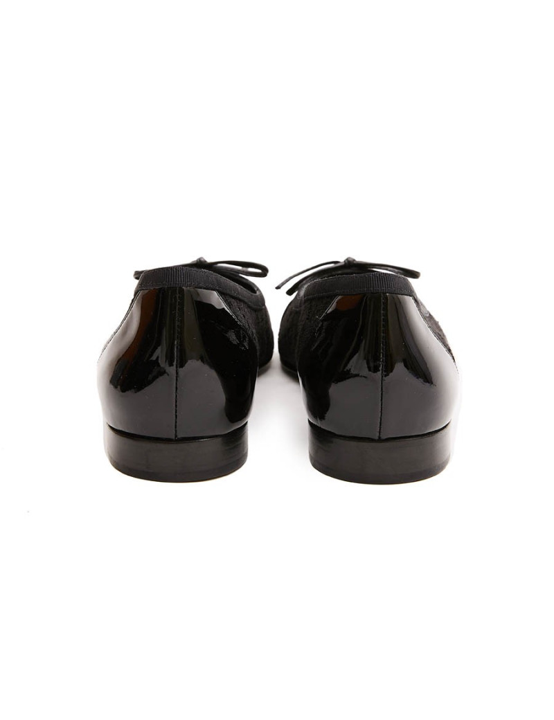 CHANEL ballerians size 34FR in lace and black patent leather