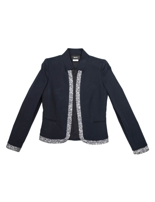 Veste KARL LAGERFELD bleu et bordé de tweed