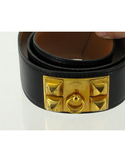 Ceinture T72 HERMES "COLLIER DE CHIEN" vintage en box noir