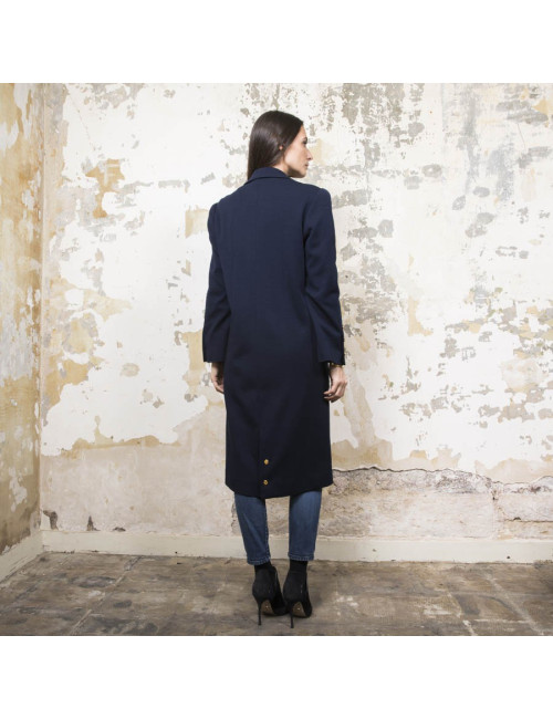 Manteau CHANEL en jersey bleu nuit Vintage