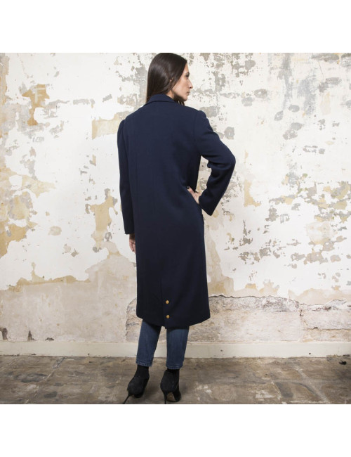 Manteau CHANEL en jersey bleu nuit Vintage