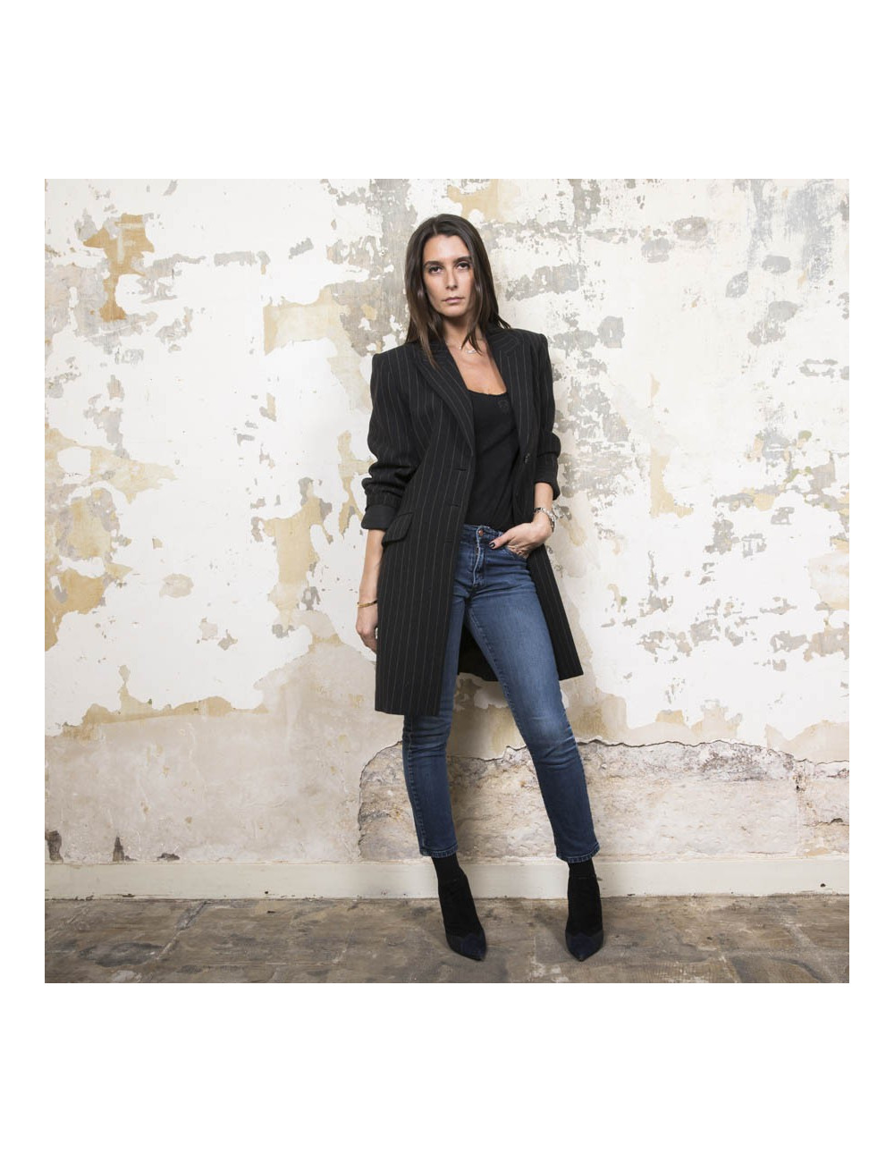 Vlongue t36 YSL  SAINT LAURENT rayée gris foncé