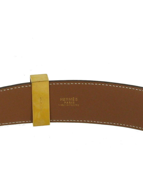 Ceinture T72 HERMES vintage "COLLIER DE CHIEN" en cuir courchevel gold