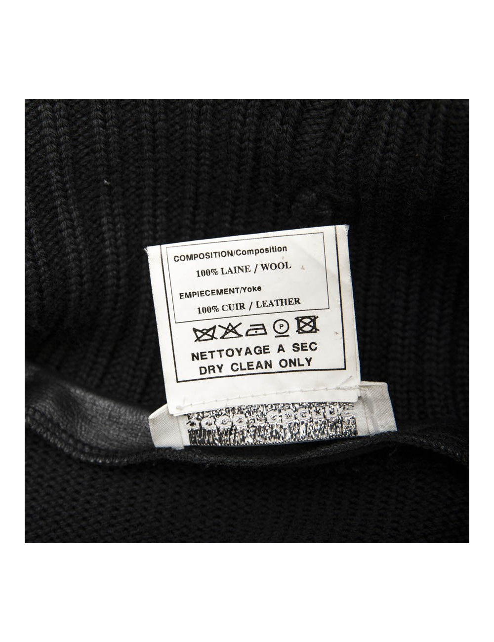 Manteau PACO RABANNE T 38 laine et cuir noir