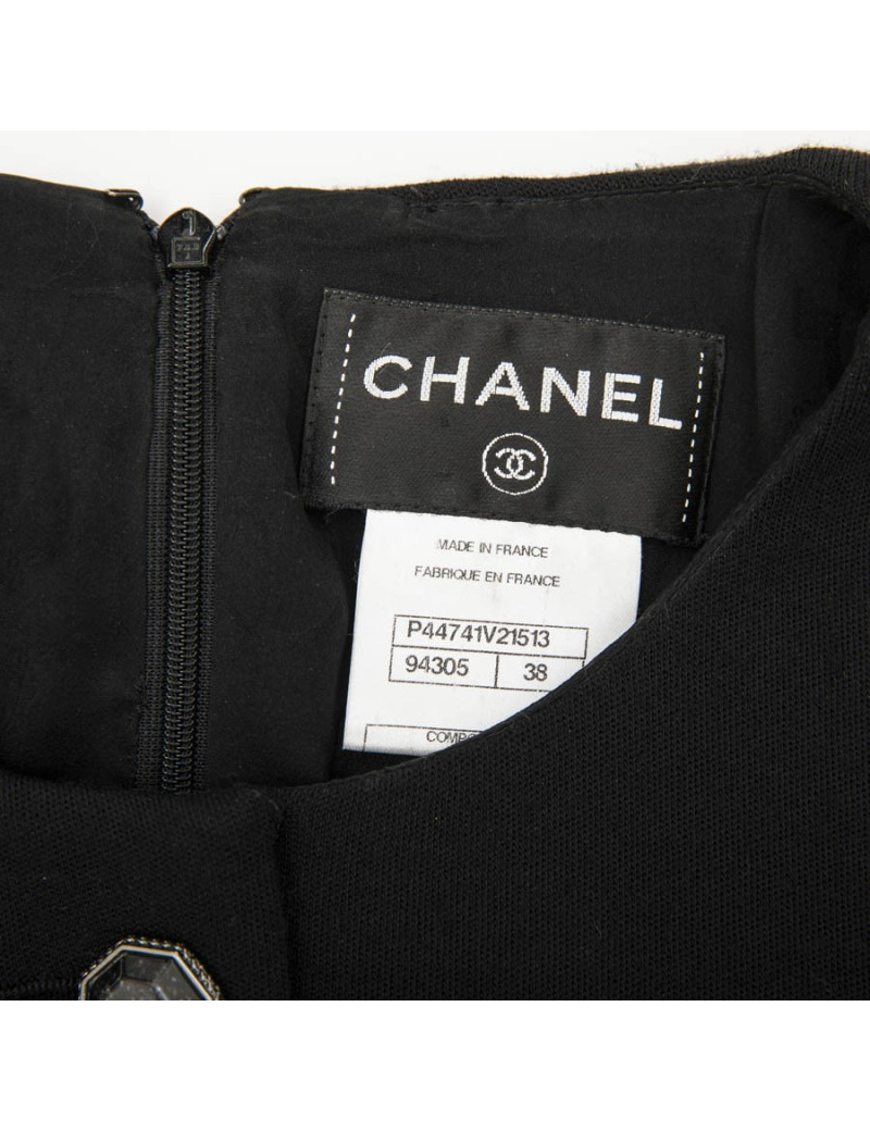 Robe CHANEL T 38 en jersey noir