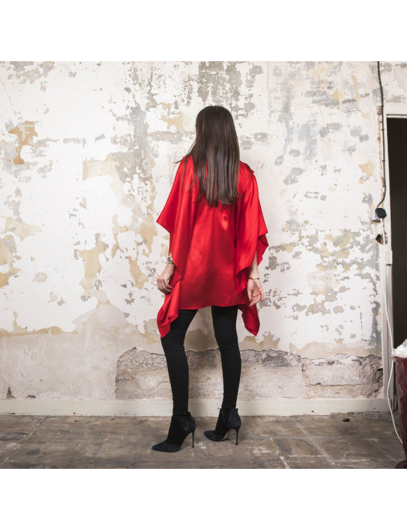 Blouse T 38 GIVENCHY en soie rouge vif