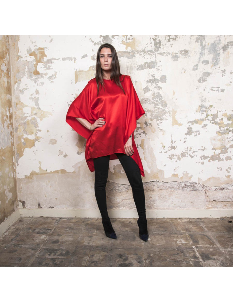 Blouse T 38 GIVENCHY en soie rouge vif