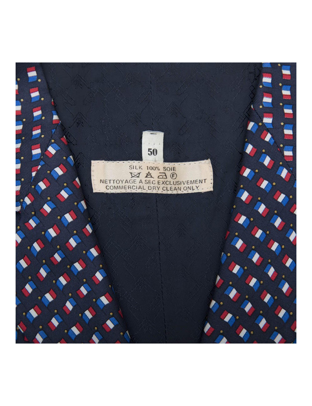 HERMES 'Tricolor flag' waistcoat in silk size 50