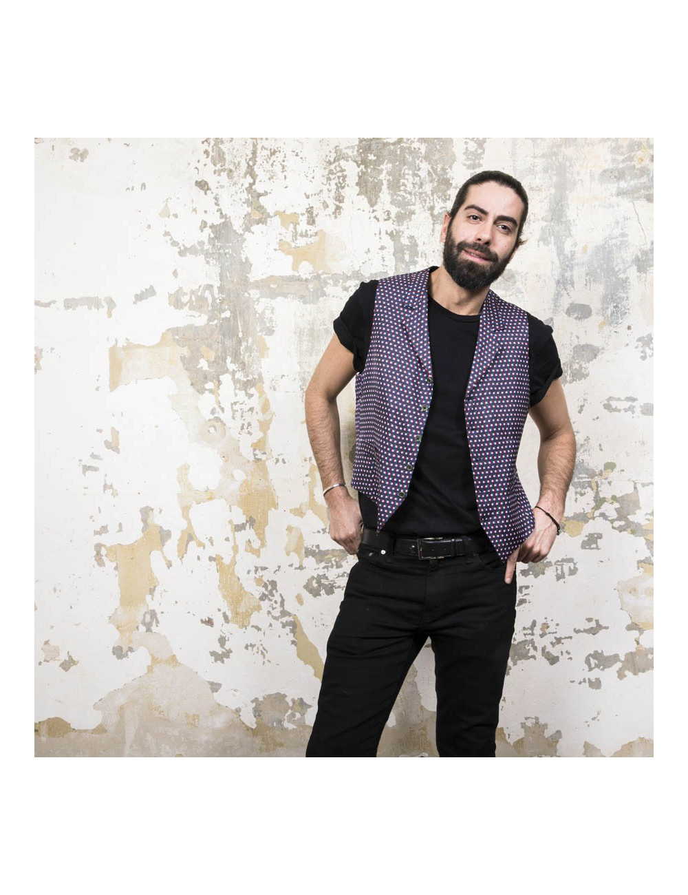 Gilet drapeau tricolore T 50 en soie HERMES