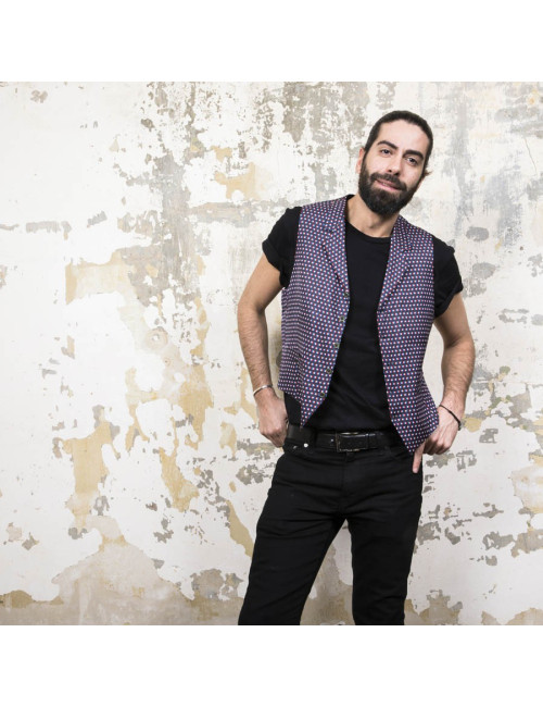 HERMES 'Tricolor flag' waistcoat in silk size 50