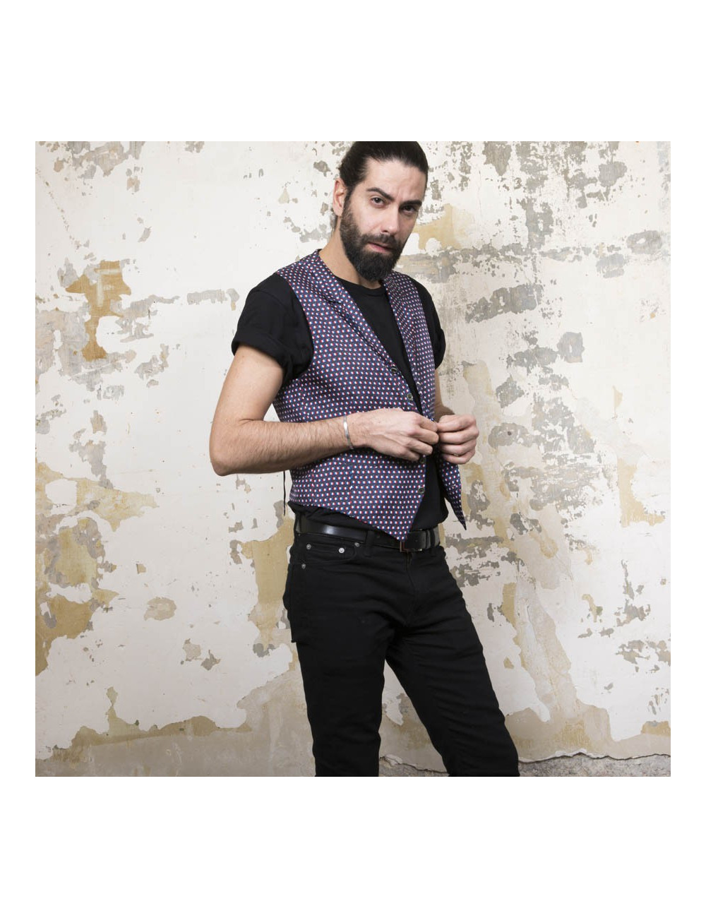 Gilet drapeau tricolore T 50 en soie HERMES