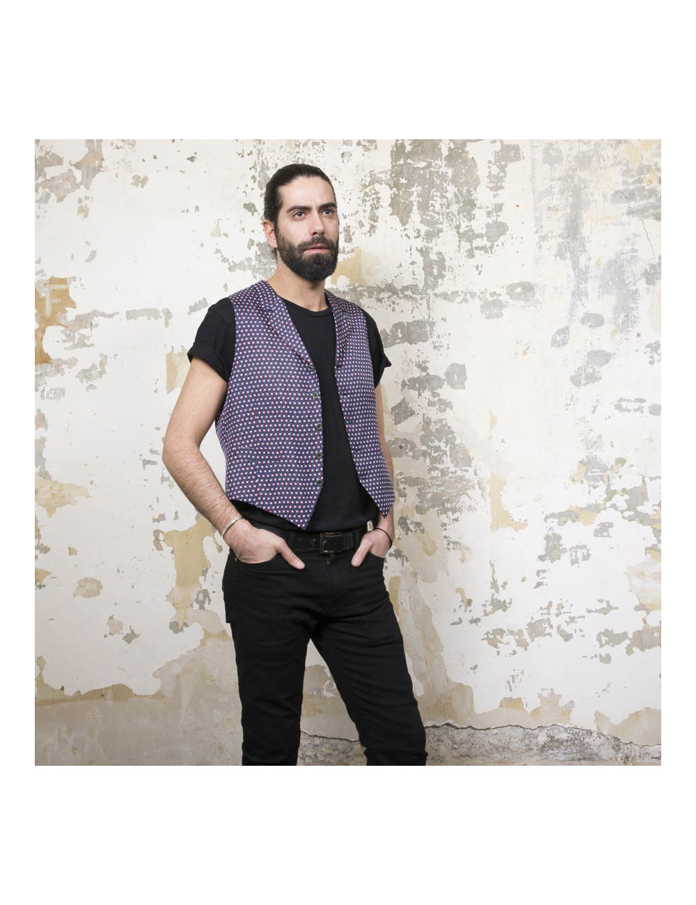 Gilet drapeau tricolore T 50 en soie HERMES