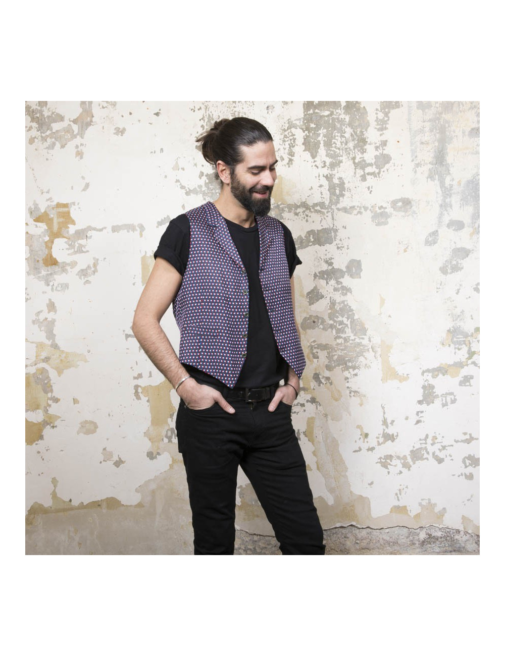 HERMES 'Tricolor flag' waistcoat in silk size 50