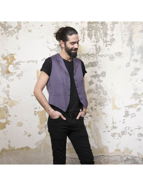 HERMES 'Tricolor flag' waistcoat in silk size 50