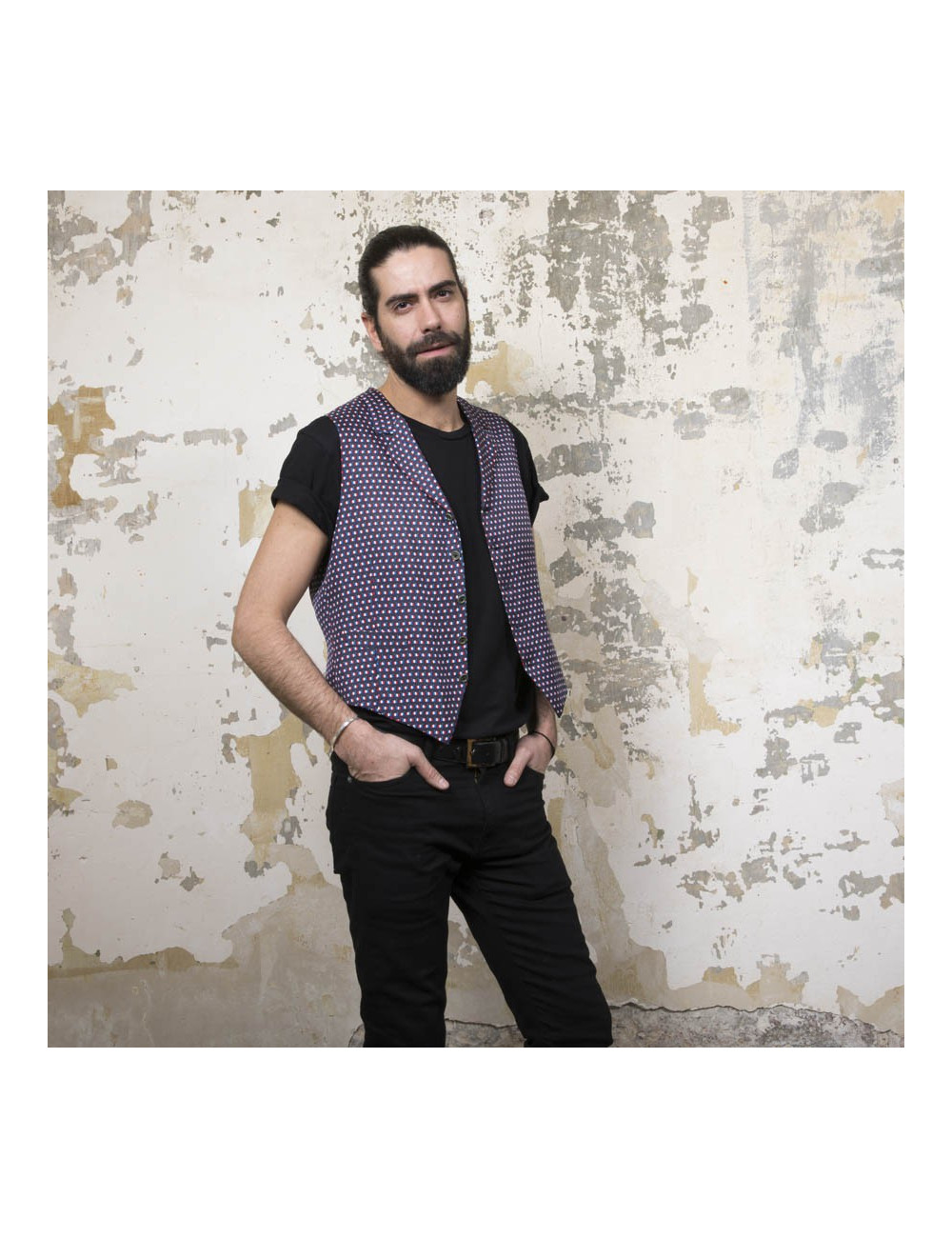 Gilet drapeau tricolore T 50 en soie HERMES